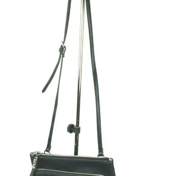 Steven by Steve Madden Crossbody Bag Black Silver Mesh Detail Pockets - Picture 2 of 8